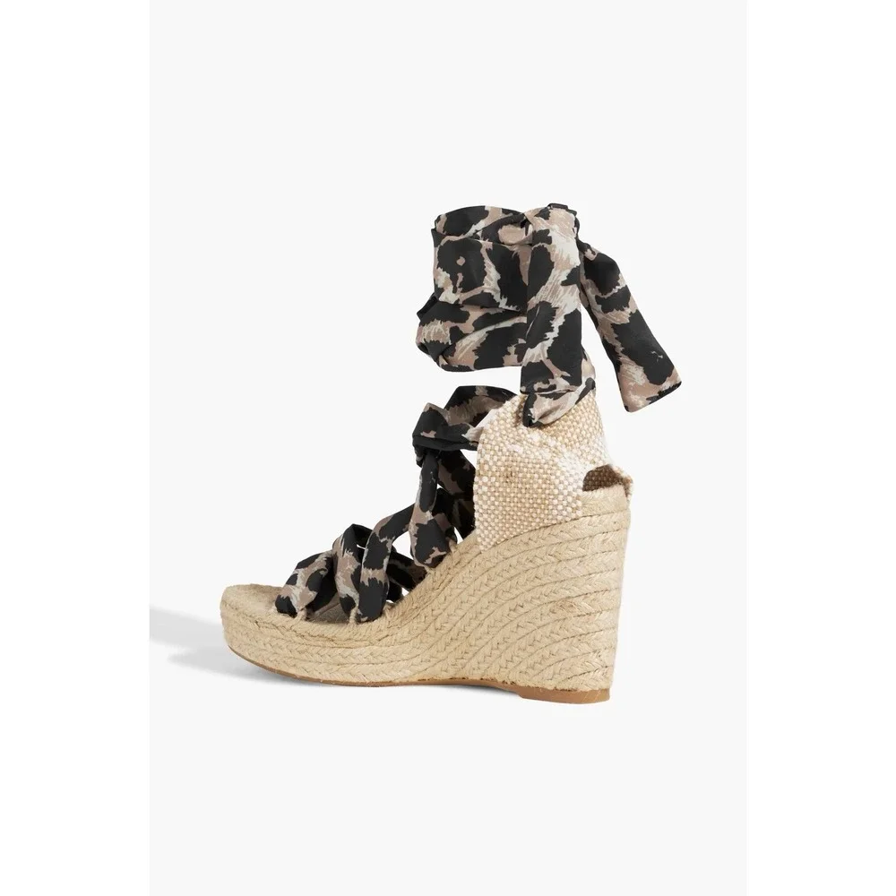 Diane von Furstenberg x Castañer Jorgelina Leopard Wedge Espadrilles Size 6 NIB